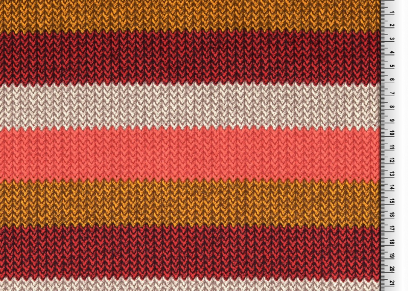 French Terry - Streifen Strickoptik orange