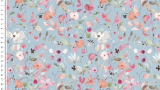 Rippjersey - Blumen hellblau